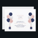 Invitation Fête d'anniversaire moderne avec ballons rose gold<br><div class="desc">Célébrez votre jour spécial avec cette invitation de fête d'anniversaire moderne chic. Ce design présente des ballons de fête élégants un pot de mason et des confettis avec la combinaison de couleurs rose gold et bleu marine. Vous pouvez personnaliser le texte à n'importe quel âge ou événement. Si vous avez...</div>