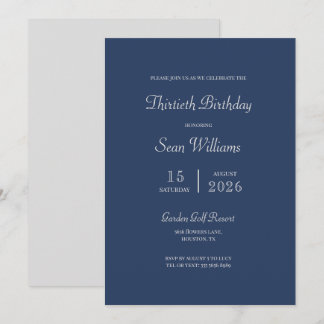Invitation Fête d'anniversaire moderne Blue & Silver