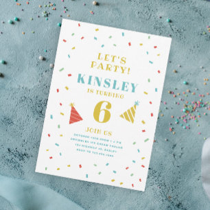 Invitation Fête d'anniversaire moderne colorée pour enfants a