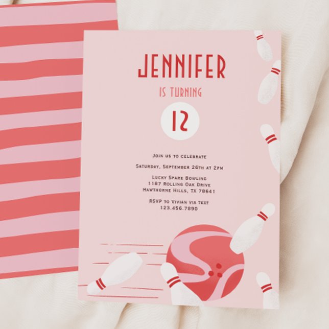 Invitation Fête d'anniversaire moderne de bowling pour enfant (Créateur téléchargé)