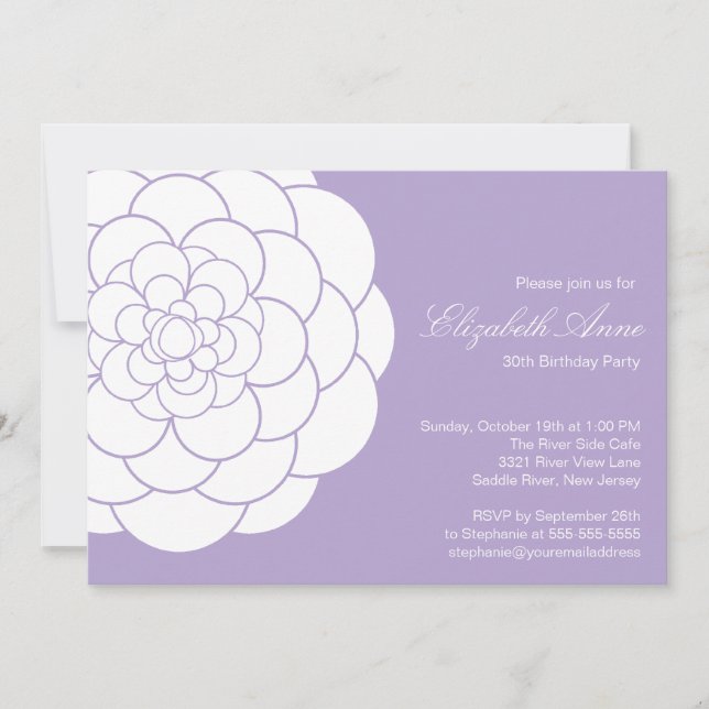 Invitation Fête d'anniversaire moderne de fleur de dahlia de (Devant)