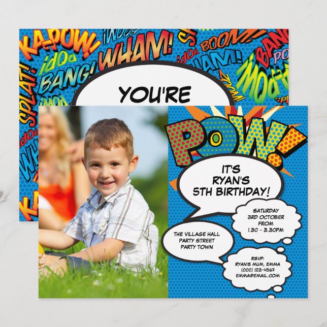 Invitation Fête d'anniversaire moderne et amusante de tout âg (Devant / Derrière)