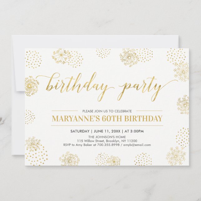 Invitation Fête d'anniversaire moderne et élégante 50e, 60e (Devant)