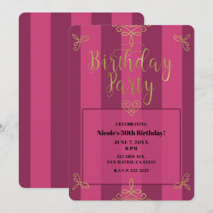 Invitation Fête d'anniversaire moderne et glamour en violet e
