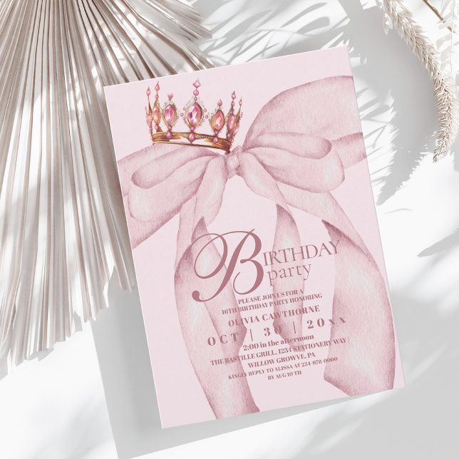 Invitation Fête d'anniversaire moderne et tendance rose pouss (Créateur téléchargé)