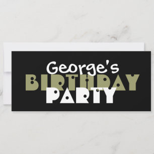 Invitation Fête d'anniversaire moderne Olive Green et Black C