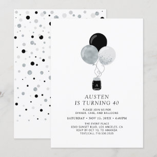 Invitation Fête d'anniversaire moderne pour adulte avec ballo