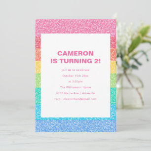 Invitation Fête d'anniversaire moderne pour deux ans avec pai