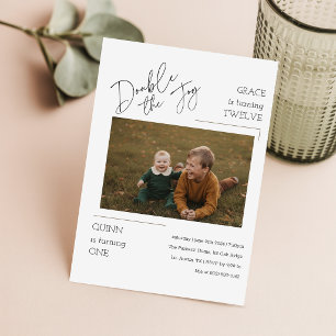 Invitation Fête d'anniversaire moderne pour enfants frères et