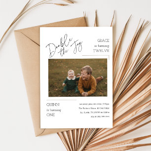 Invitation Fête d'anniversaire moderne pour enfants frères et