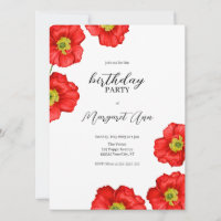 Fête d'anniversaire moderne Red Poppy