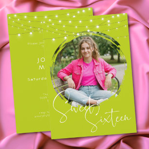 Invitation Fête d'anniversaire moderne Sweet Sixteen avec pho