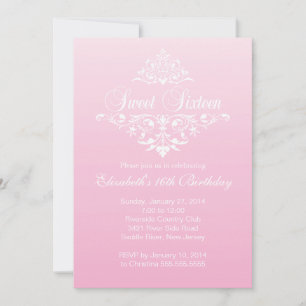 Invitation Fête d'anniversaire moderne Sweet sixteen rose