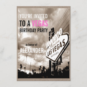 Invitation Fête d'anniversaire moderne vintage sépia à Las Ve