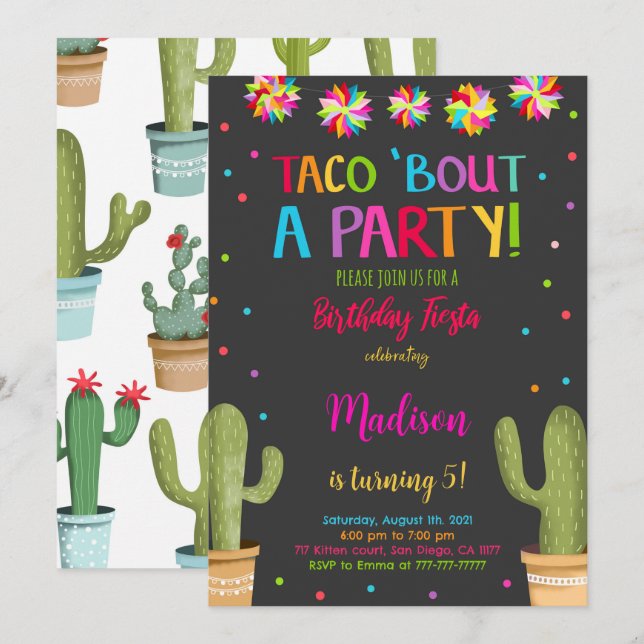 Invitation Fête d'anniversaire modifiable (Devant / Derrière)