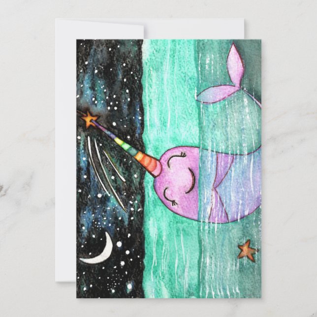 Invitation Fête d'anniversaire Narwhal (Devant)