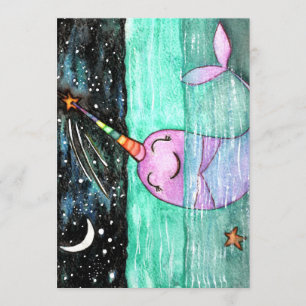 Invitation Fête d'anniversaire Narwhal