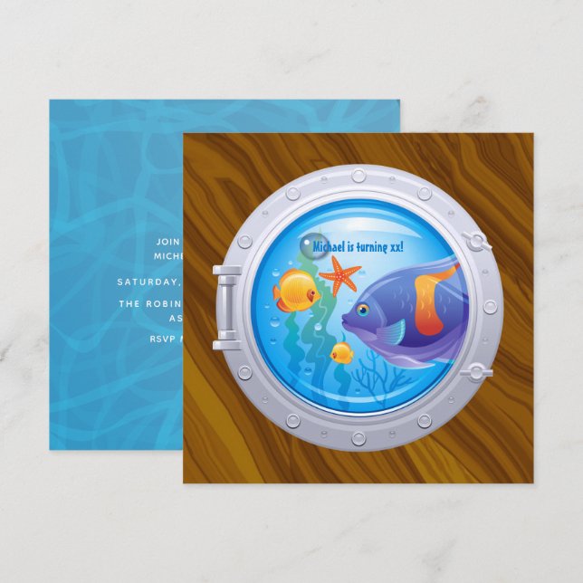 Invitation Fête d'anniversaire nautique (Devant / Derrière)