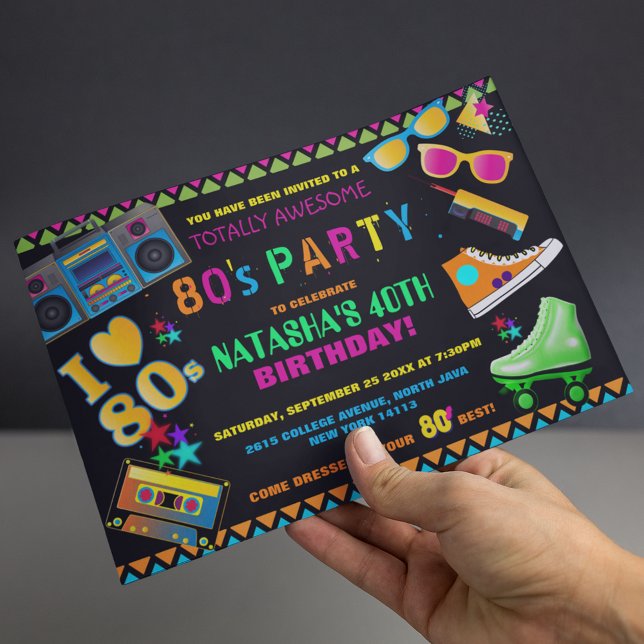 Invitation Fête d'anniversaire Neon 80's (Créateur téléchargé)