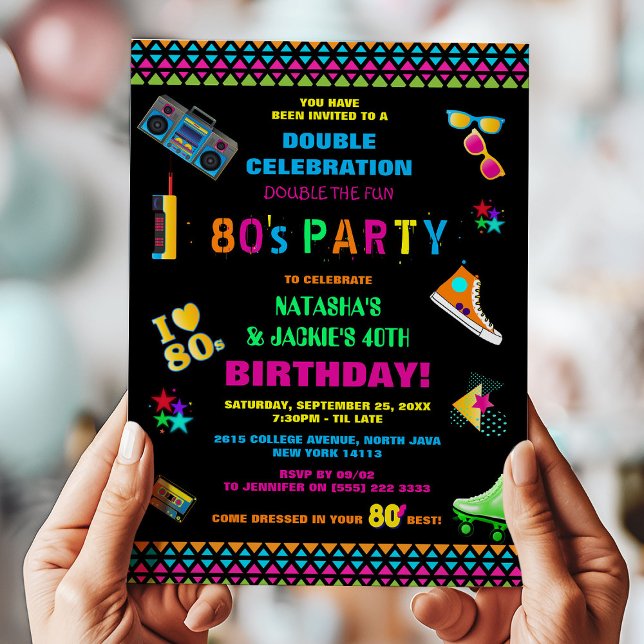 Invitation Fête d'anniversaire néon 80's (Créateur téléchargé)