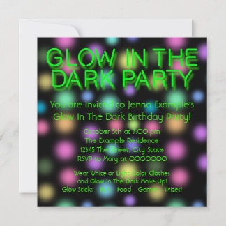 Invitation Fête d'anniversaire Neon Glow dans le noir