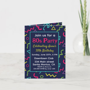 Invitation Fête d'anniversaire néon rétro personnalisée 80s 9