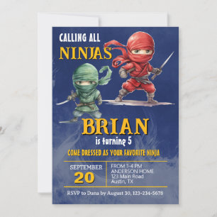 Invitation Fête d'anniversaire Ninja Warrior