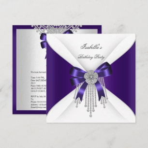 Invitation Fête d'anniversaire Nœud Violet Diamant Blanc Arge