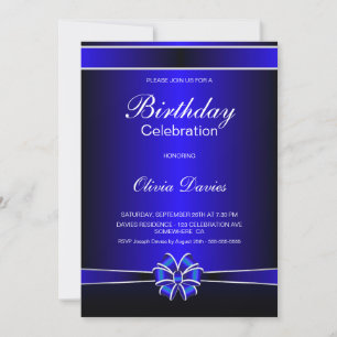 Invitation Fête d'anniversaire noir et bleu