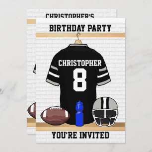 Invitation Fête d'anniversaire noire et grise du Jersey du