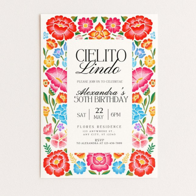 Invitation Fête d'anniversaire numérique Mexica Cielito Lindo (Créateur téléchargé)