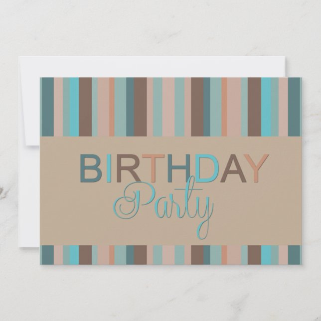 Invitation Fête d'anniversaire Ocean Blue Stripes (Devant)
