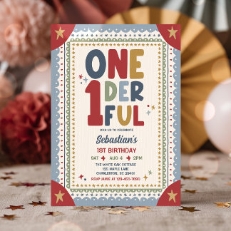 Invitation Fête d'anniversaire Onederful Fantaisiste Garçon 1
