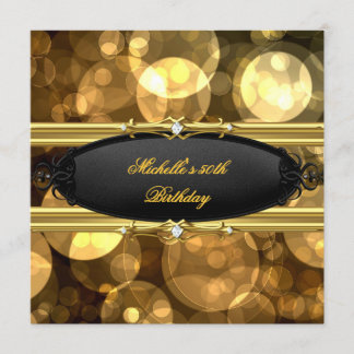 Invitation Fête d'anniversaire Or Diamant Noir
