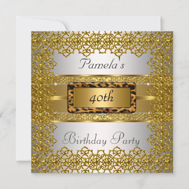 Invitation Fête d'anniversaire Or et Argent (Devant)
