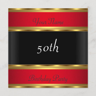 Invitation Fête d'anniversaire Or Rouge Noir