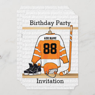 Invitation Fête d'anniversaire orange et blanche du Jersey de
