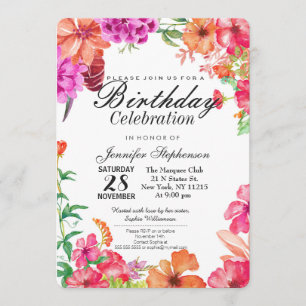 Invitation Fête d'anniversaire orange rose de jardin