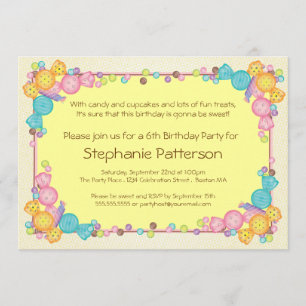 Invitation Fête d'anniversaire orientée d'enfant de sucrerie