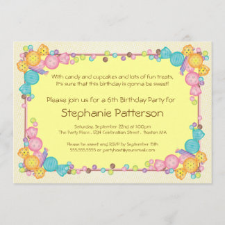 Invitation Fête d'anniversaire orientée d'enfant de sucrerie