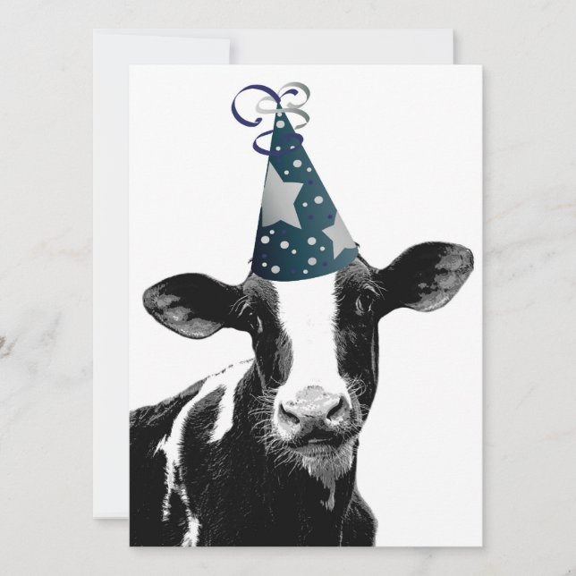 Invitation Fête d'anniversaire ou vache à partie de baby (Devant)