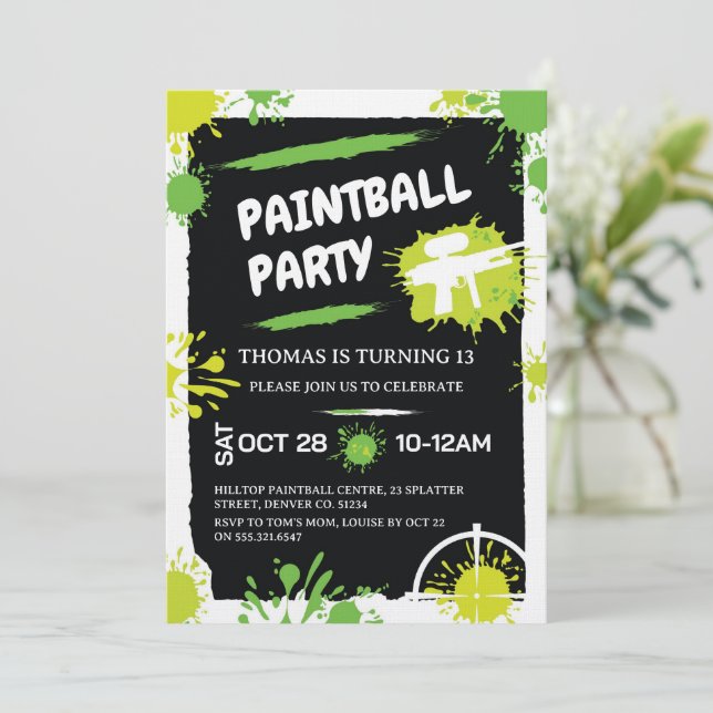 Invitation Fête d'anniversaire Paintball (Debout devant)