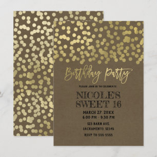 Invitation Fête d'anniversaire papier kraft rustique chic mod