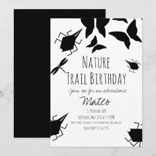 Invitation Fête d'anniversaire Papillon Insecte Nature 