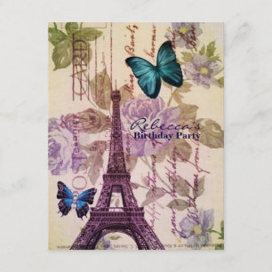 Invitation fête d'anniversaire parisienne de Tour Eiffel