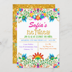 Invitation Fête d'anniversaire Parties scintillant florale In