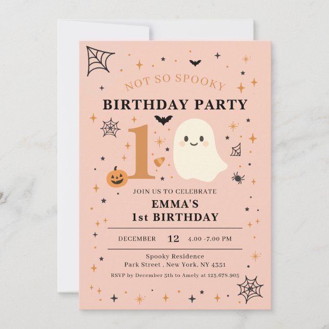 Invitation Fête d'anniversaire pas si effrayante de 1ère anné (Devant)