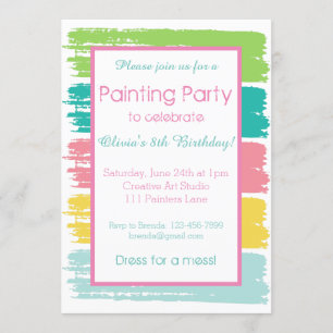 Invitation Fête d'anniversaire Pastel Colour Painting Party