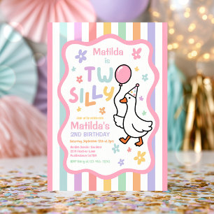 Invitation Fête d'anniversaire pastel de 2 ans de Two Silly G