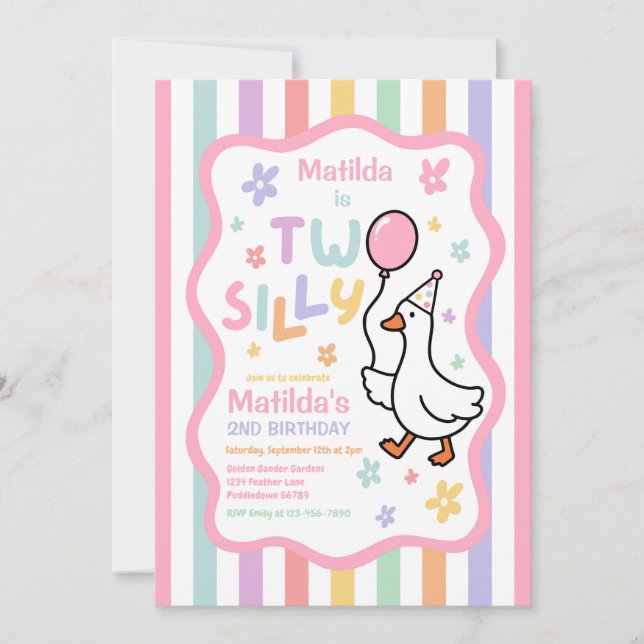 Invitation Fête d'anniversaire pastel de 2 ans de Two Silly G (Devant)